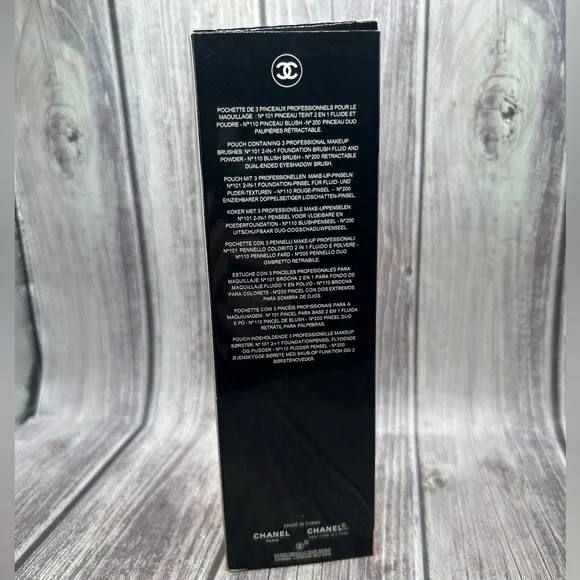 NIB CHANEL Set of 3 Makeup Brushes with Storage Case Bag Ballerina Pink Black CC - Picture 14 of 14